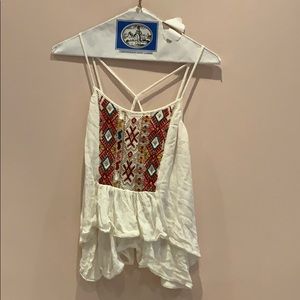 White boho urban tank